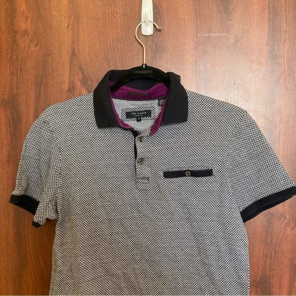 TED BAKER Taigaa Striped Polo Shirt Size 2 US Size Medium - Picture 6 of 10